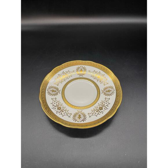 Coalport Lady Anne Saucers with Gold Encrusted Bands & Scrolls Bone China - Picture 3 of 6